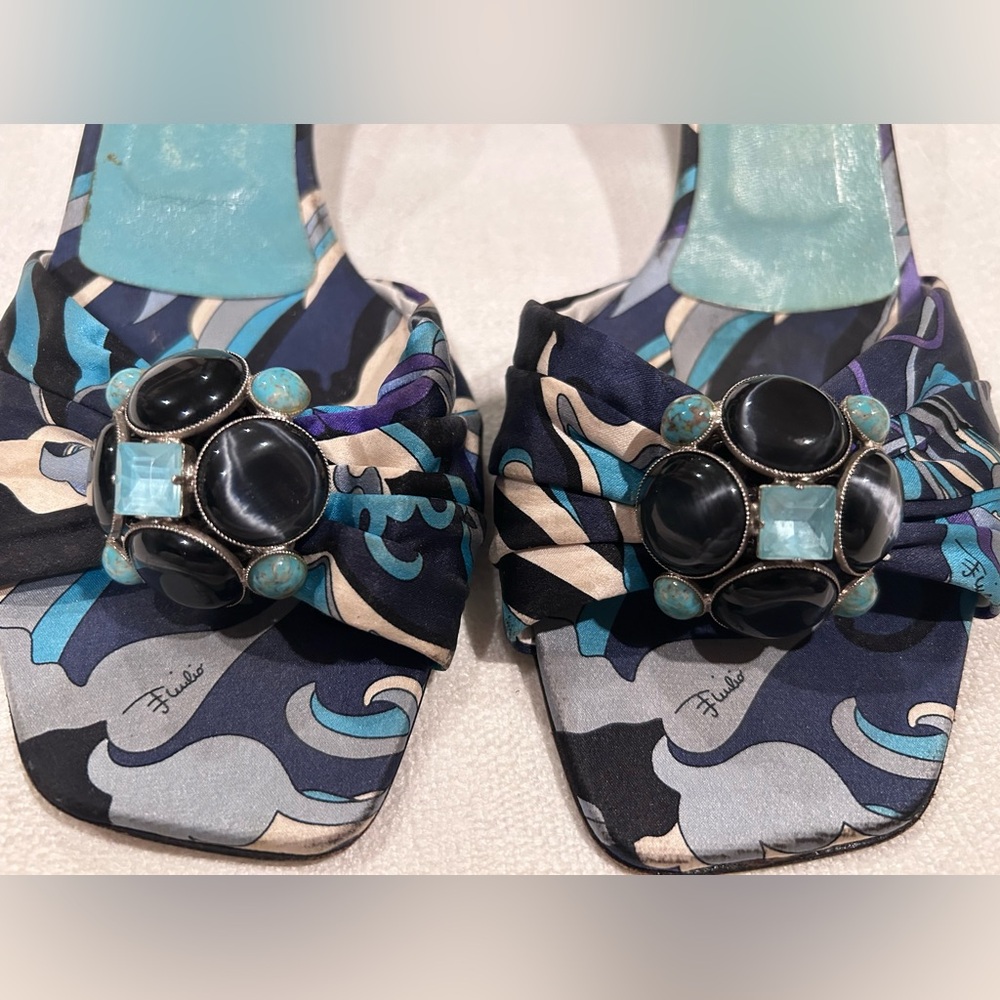 Emilio Pucci VTG 1960s Abstract Jeweled Mule Heels SIZE:40 EU - Picture 4 of 14